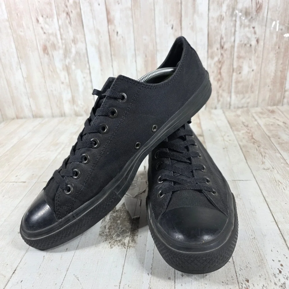 Converse Chuck Taylor II Low Top Sneakers Mens 12 Black 151223C Lunarlon Insole